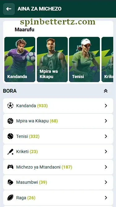 Michezo ya kubashiri katika SpinBetter Tanzania